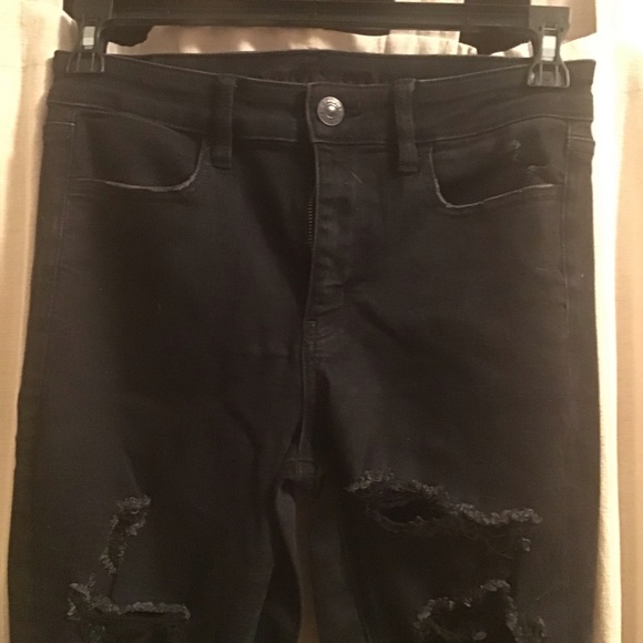 American Eagle black high rise Next Level stretch size 10 jeans - Picture 3 of 9